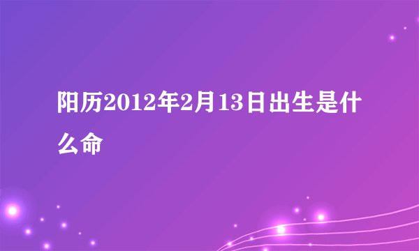 阳历2012年2月13日出生是什么命