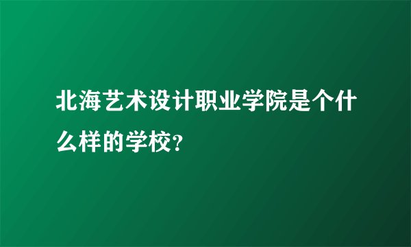 北海艺术设计职业学院是个什么样的学校？