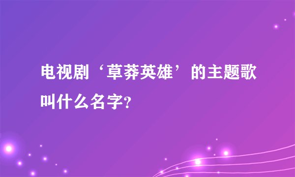 电视剧‘草莽英雄’的主题歌叫什么名字？