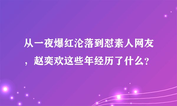 从一夜爆红沦落到怼素人网友，赵奕欢这些年经历了什么？
