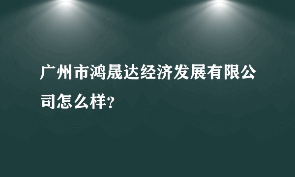 广州市鸿晟达经济发展有限公司怎么样？