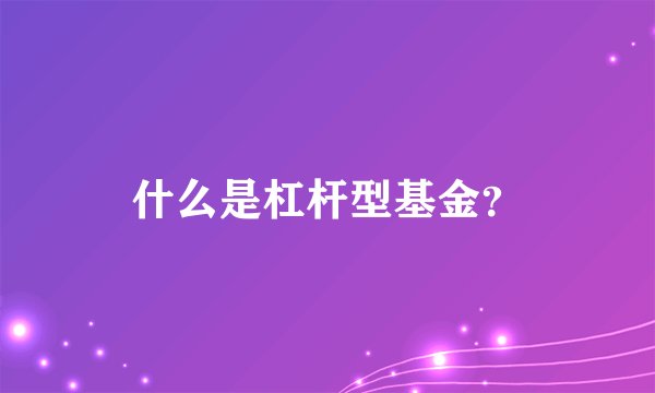 什么是杠杆型基金？