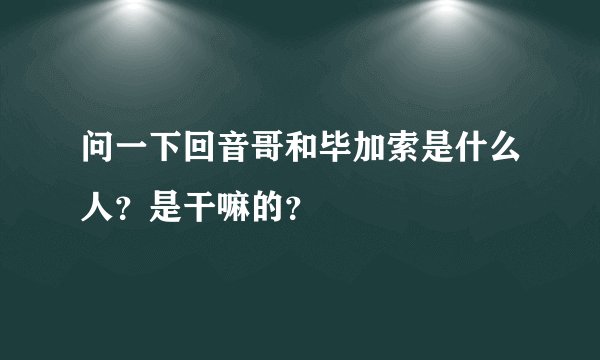 问一下回音哥和毕加索是什么人？是干嘛的？