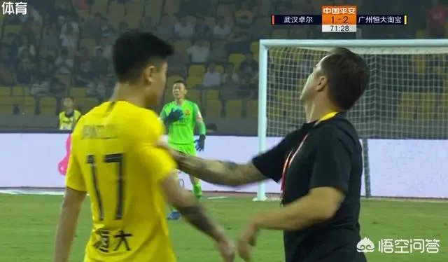 中超第10轮，恒大客场击败武汉，卡纳瓦罗在比赛中突然推了杨立瑜一把，发生了什么？
