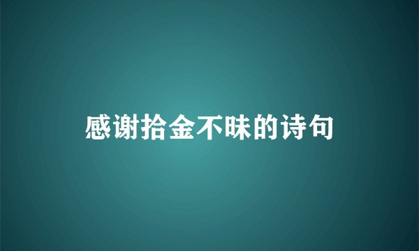 感谢拾金不昧的诗句
