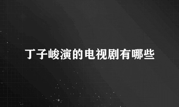 丁子峻演的电视剧有哪些