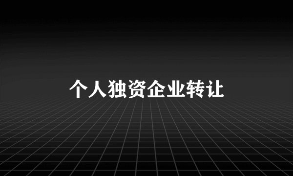 个人独资企业转让