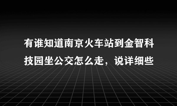 有谁知道南京火车站到金智科技园坐公交怎么走，说详细些