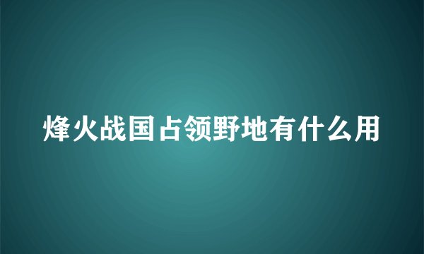 烽火战国占领野地有什么用