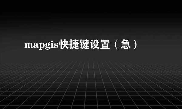 mapgis快捷键设置（急）