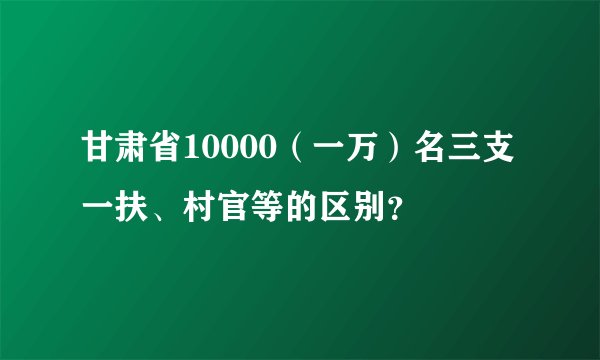 甘肃省10000（一万）名三支一扶、村官等的区别？