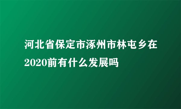 河北省保定市涿州市林屯乡在2020前有什么发展吗