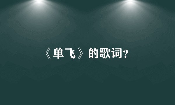 《单飞》的歌词？
