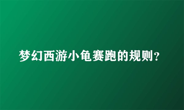 梦幻西游小龟赛跑的规则？
