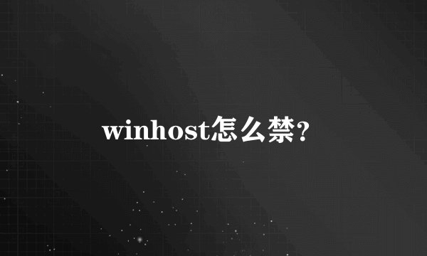 winhost怎么禁？