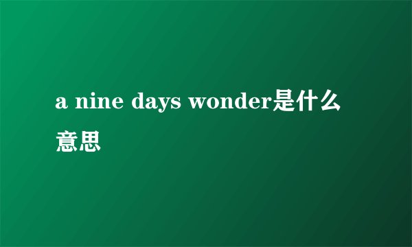 a nine days wonder是什么意思