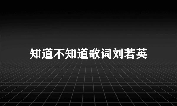 知道不知道歌词刘若英