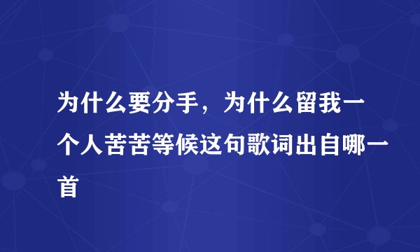 为什么要分手，为什么留我一个人苦苦等候这句歌词出自哪一首