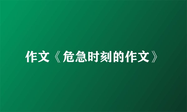 作文《危急时刻的作文》