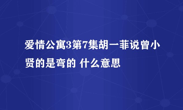 爱情公寓3第7集胡一菲说曾小贤的是弯的 什么意思