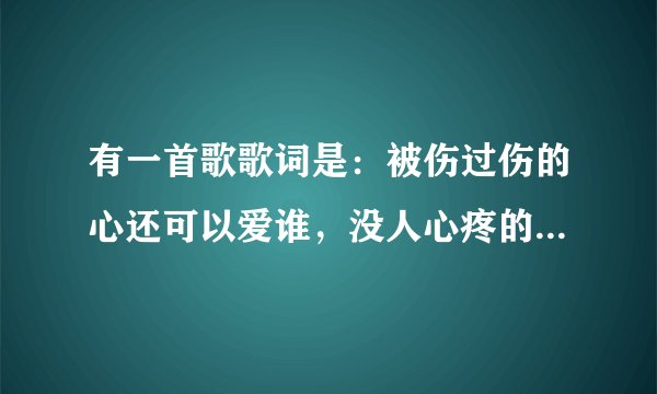 有一首歌歌词是：被伤过伤的心还可以爱谁，没人心疼的滋味。。。。这个歌曲名字叫什么？？