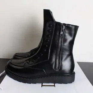 黑色皮衣和黑色小脚裤搭配什么鞋子？（不想穿高跟的）