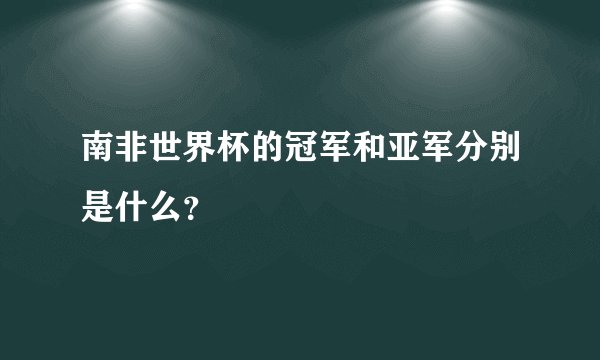 南非世界杯的冠军和亚军分别是什么？