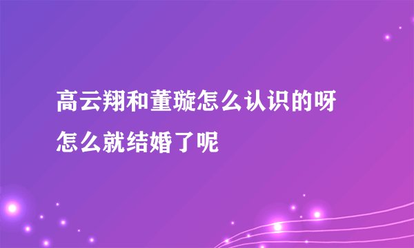 高云翔和董璇怎么认识的呀 怎么就结婚了呢