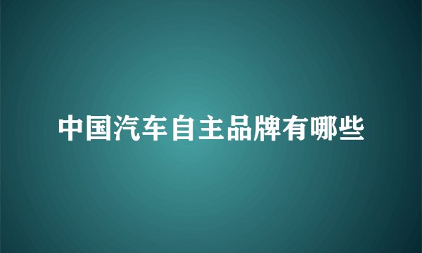 中国汽车自主品牌有哪些