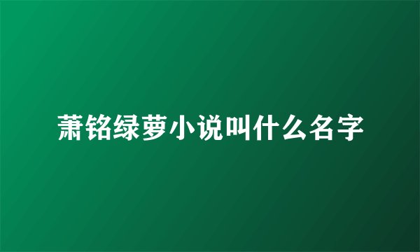 萧铭绿萝小说叫什么名字