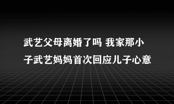 武艺父母离婚了吗 我家那小子武艺妈妈首次回应儿子心意
