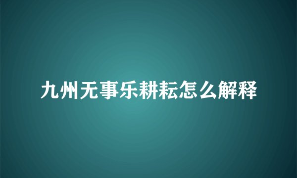 九州无事乐耕耘怎么解释