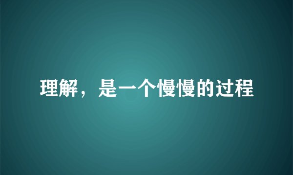 理解，是一个慢慢的过程