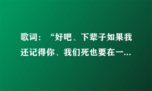 歌词：“好吧、下辈子如果我还记得你、我们死也要在一起…”这是什么歌曲的歌词来？