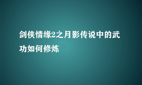 剑侠情缘2之月影传说中的武功如何修炼