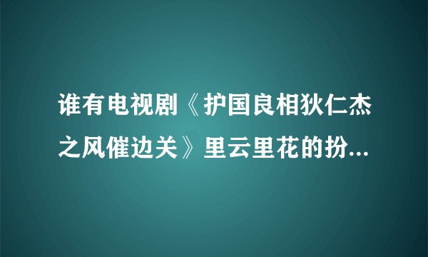 谁有电视剧《护国良相狄仁杰之风催边关》里云里花的扮演者丁丁的详细资料啊？