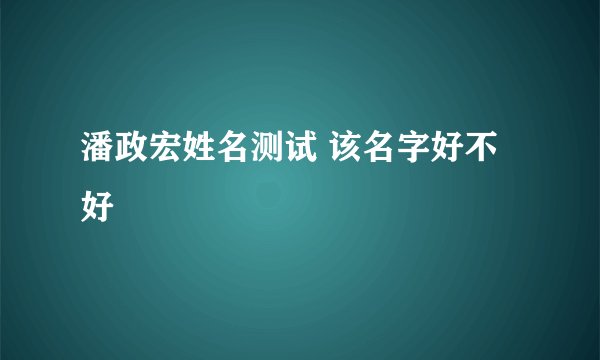 潘政宏姓名测试 该名字好不好