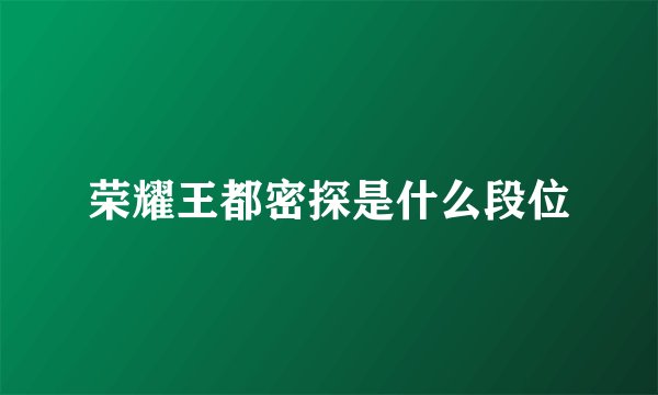 荣耀王都密探是什么段位