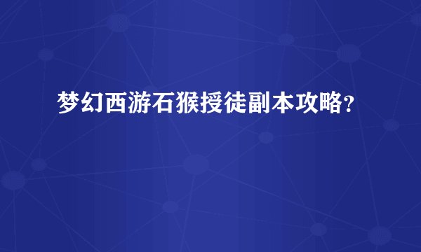 梦幻西游石猴授徒副本攻略？