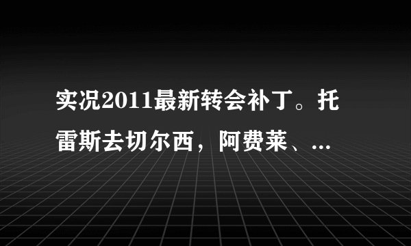 实况2011最新转会补丁。托雷斯去切尔西，阿费莱、桑切斯、小法来巴萨的。