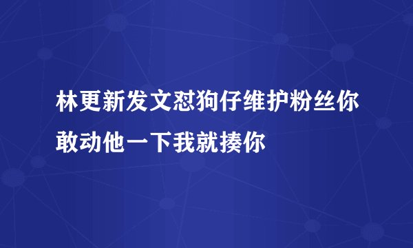 林更新发文怼狗仔维护粉丝你敢动他一下我就揍你