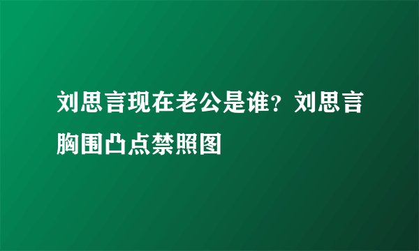 刘思言现在老公是谁？刘思言胸围凸点禁照图