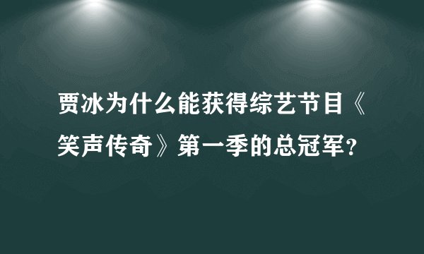 贾冰为什么能获得综艺节目《笑声传奇》第一季的总冠军？