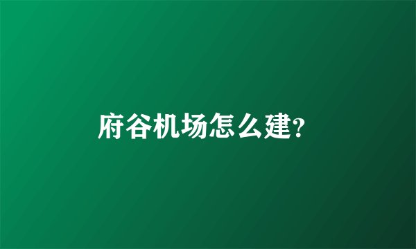 府谷机场怎么建？
