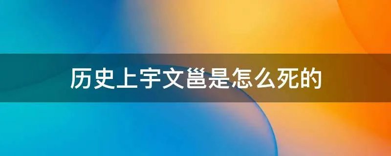 历史上宇文邕是怎么死的