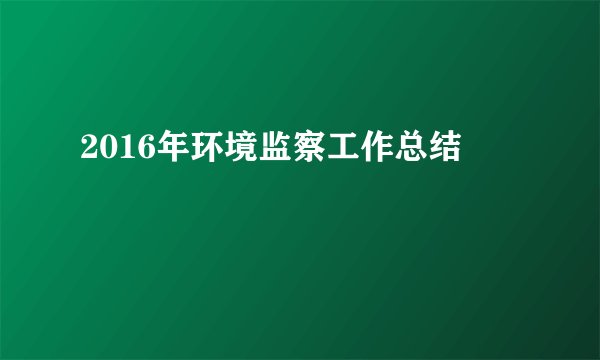 2016年环境监察工作总结