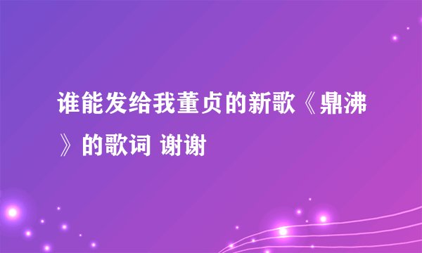 谁能发给我董贞的新歌《鼎沸》的歌词 谢谢