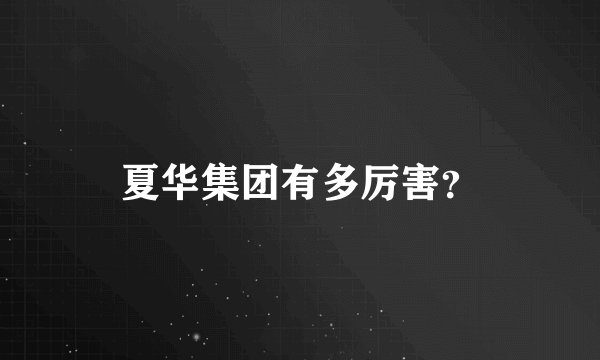 夏华集团有多厉害？