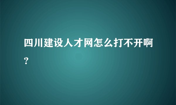 四川建设人才网怎么打不开啊？
