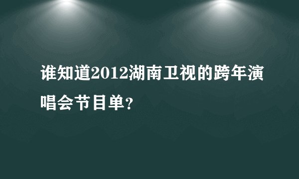 谁知道2012湖南卫视的跨年演唱会节目单？